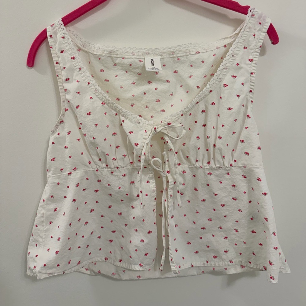 Abound White Floral Tie-Front Tank Top – Size XS - Picture 2 of 5